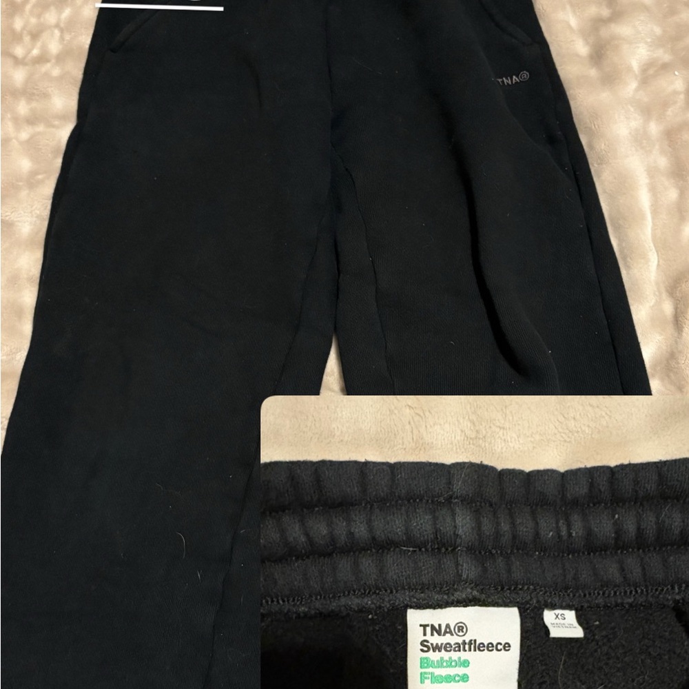 TNA Black Sweatfleece Joggers, boyfriend fit.